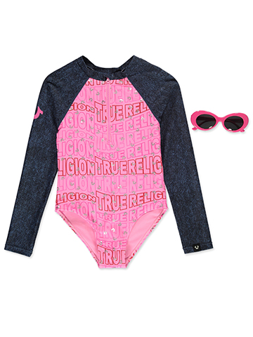 True Religion Girls' 2-Piece Long-Sleeve Swimsuit Sunglasses Set - CookiesKids.com