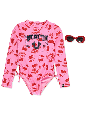 True Religion Girls' 2-Piece Long-Sleeve Swimsuit Sunglasses Set - CookiesKids.com