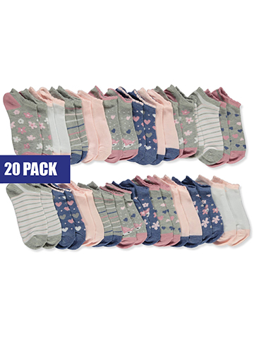 BCBG Girls' 20-Pack No-Show Socks - CookiesKids.com