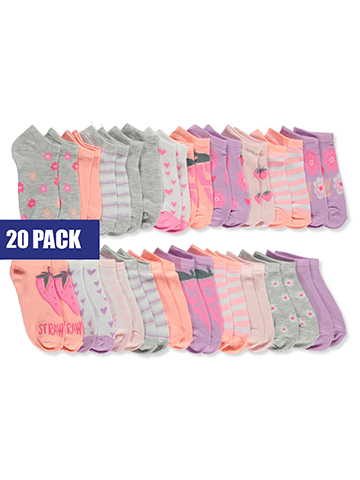 Elle Girls' 20-Pack No-Show Socks - CookiesKids.com