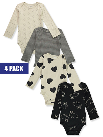 Carter's Baby Girls' 4-Pack L/S Bodysuits - CookiesKids.com