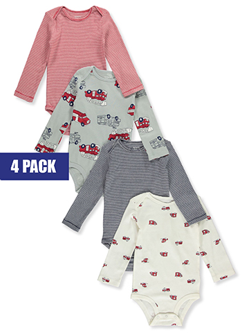 Carter's Baby Boys' 4-Pack L/S Trucks Bodysuits - CookiesKids.com