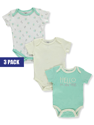 Little Beginnings Baby Boys' 3-Pack Hello Bodysuits - CookiesKids.com