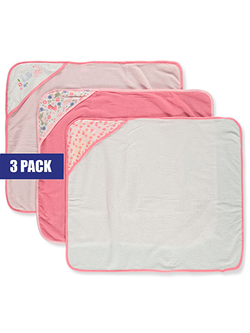 Buttons & Stitches Baby Girls' 3-Pack Floral Hooded Bath Towels - CookiesKids.com