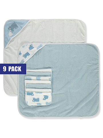 Little Beginnings Baby Boys' 9-Piece Hooded Towel & Washcloths Set - CookiesKids.com