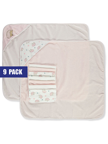 Little Beginnings Baby Girls' 9-Piece Hooded Towel & Washcloths Set - CookiesKids.com