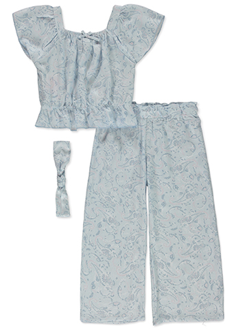 Pink Lemon Girls' 3-Piece Wide Leg Pants Set Outfit - CookiesKids.com
