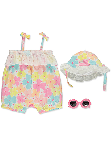 Charlotte Baby Girls' 3-Piece Romper Sunglasses Set Outfit - CookiesKids.com