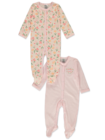 Little Beginnings Baby Girls' 2-Pack Footed Coveralls - CookiesKids.com