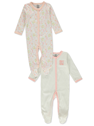 Little Beginnings Baby Girls' 2-Pack Footed Coveralls - CookiesKids.com