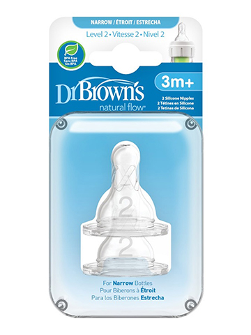 Dr. Brown’s Natural Flow 2-Pack Level Two Silicone Nipples - CookiesKids.com