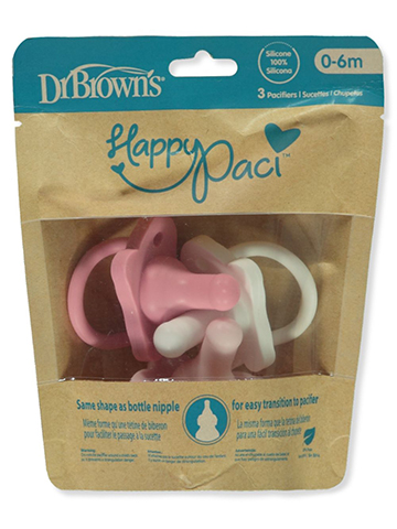 Dr. Brown's Baby Girls' 3-Pack Pacifiers - CookiesKids.com