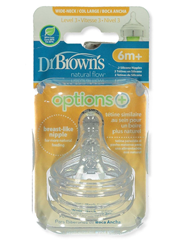 Dr. Brown's 2-Pack Natural Flow Wide-Neck Nipple - CookiesKids.com