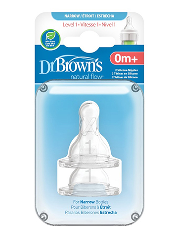 Dr. Brown's 2-Pack Level 1 Narrow Bottle Nipples - CookiesKids.com