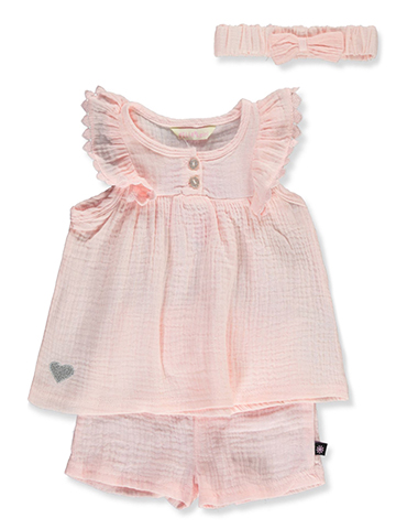 Delia's Girl Baby Girls' 3-Piece Gauze Shorts Set Outfit - CookiesKids.com