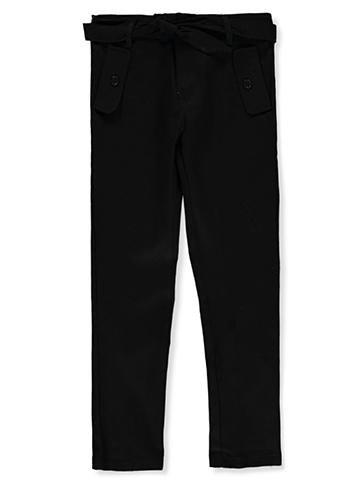 Denice Girls' Stretch Straight Pants With Sash - CookiesKids.com