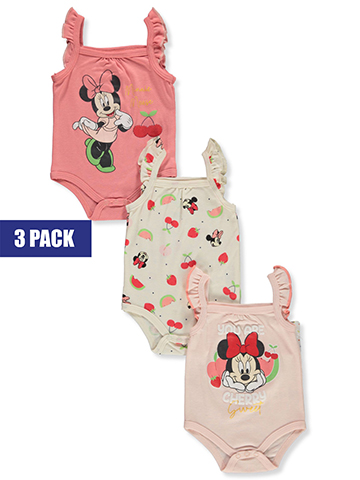 Disney Minnie Mouse Baby Girls' 3-Pack Sleeveless Bodysuits - CookiesKids.com