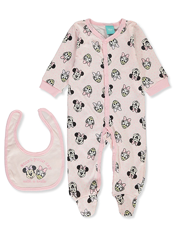 Disney Minnie Mouse Baby Girls' 2-Piece Coveralls Bib Set - CookiesKids.com