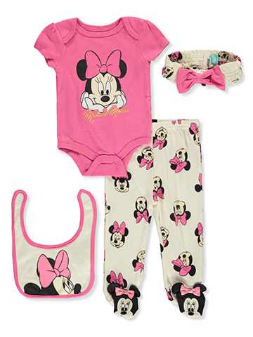 Disney Minnie Mouse Baby Girls'4-Piece Hearts Layette Set outfit - CookiesKids.com