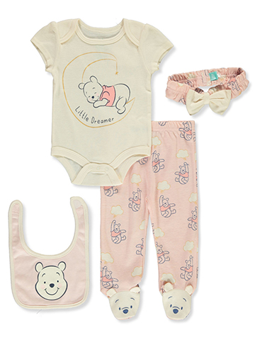 Disney Winnie The Pooh Baby Girls' 4-Piece Layette Set Outfit - CookiesKids.com