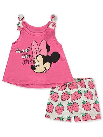 Disney Minnie Mouse Baby Girls' 2-Piece Berry Shorts Set Outfit - CookiesKids.com