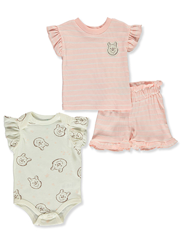Disney Winnie The Pooh Baby Girls' 3-Piece Stripe Shorts Set Outfit - CookiesKids.com