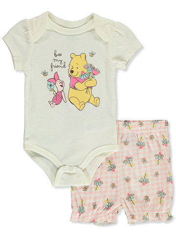 Disney Winnie The Pooh Baby Girls' 2-Piece Flower Shorts Set Outfit - CookiesKids.com