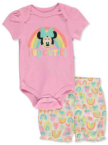 Disney Minnie Mouse Baby Girls' 2-Piece Rainbow Shorts Set Outfit - CookiesKids.com