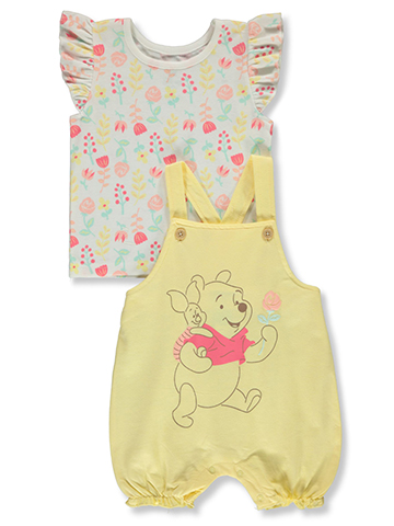 Disney Winnie The Pooh Baby Girls' 2-Piece Shortalls Set Outfit - CookiesKids.com
