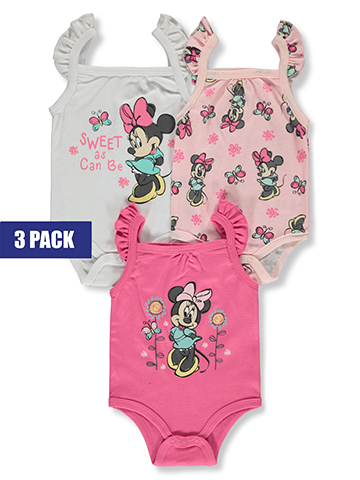 Disney Minnie Mouse Baby Girls' 3-Pack Bodysuits Set - CookiesKids.com