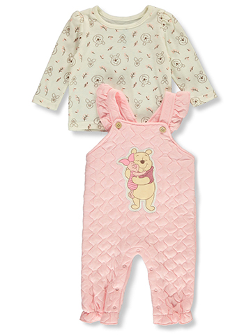 Disney Winnie The Pooh Baby Girls' 2-Piece Quilted Overalls Set Outfit - CookiesKids.com