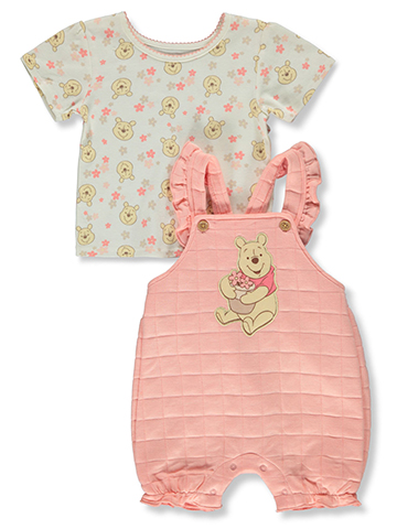 Disney Winnie The Pooh Baby Girls' 2-Piece Shortalls Set Outfit - CookiesKids.com
