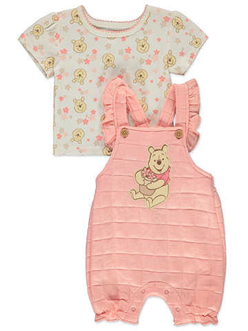 Disney Winnie The Pooh Baby Girls' 2-Piece Shortalls Set Outfit - CookiesKids.com