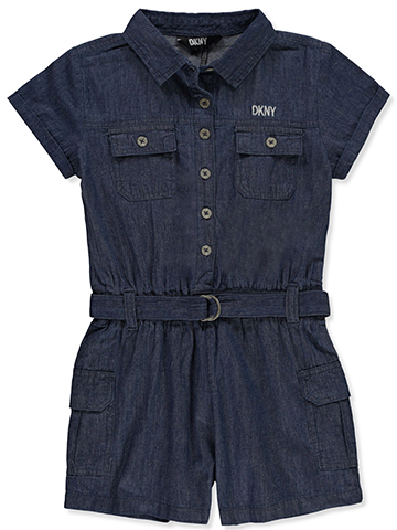 DKNY Girls' Twill Romper - CookiesKids.com