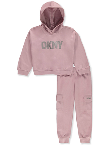 DKNY Girls' 2-Piece Fleece Joggers Set Outfit - CookiesKids.com