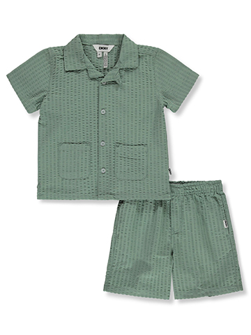 DKNY Boys' 2-Piece Cabana Shirt Shorts Set Outfit - CookiesKids.com
