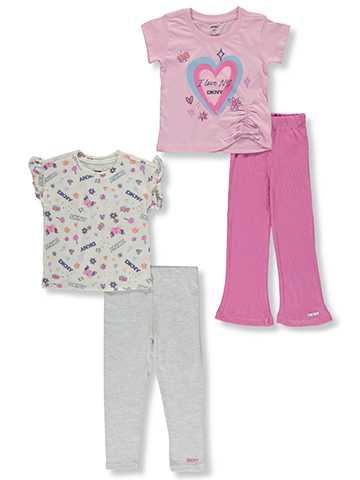 DKNY Girls' 4-Piece Heart Pants Set Outfit - CookiesKids.com