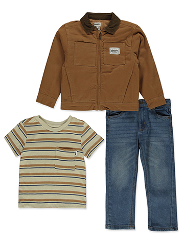 DKNY Boys' 3-Piece Jacket, Striped Tee and Jeans Set - CookiesKids.com