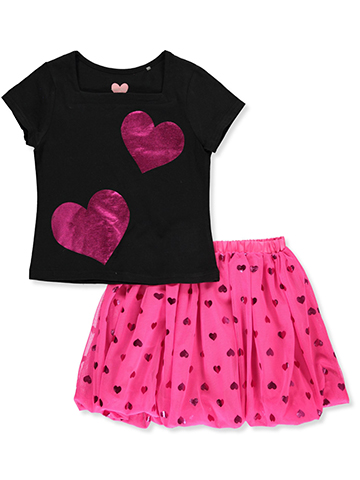 Freestyle Revolution Girls' 2-Piece Hearts Skirt Set Outfit - CookiesKids.com