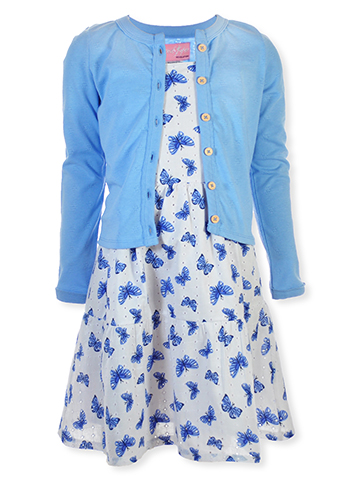 Freestyle Revolution Girls' 2-Piece Butterfly Cardigan Dress Set Outfit - CookiesKids.com
