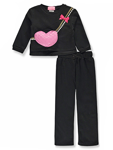 Freestyle Revolution Baby Girls' 2-Piece Heart Fleece Joggers Set Outfit - CookiesKids.com