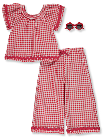 Girls First Girls' 3-Piece Flower Sunglasses Pants Set Outfit - CookiesKids.com