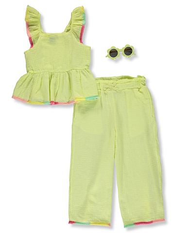 Girls First Girls' 3-Piece Sunshine Sunglasses Pants Set Outfit - CookiesKids.com