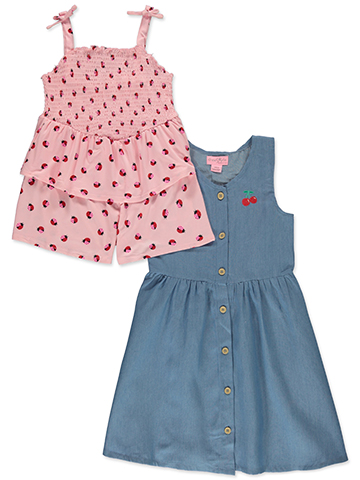 Freestyle Revolution Girls' 2-Piece Chambray Dress Set Outfit - CookiesKids.com