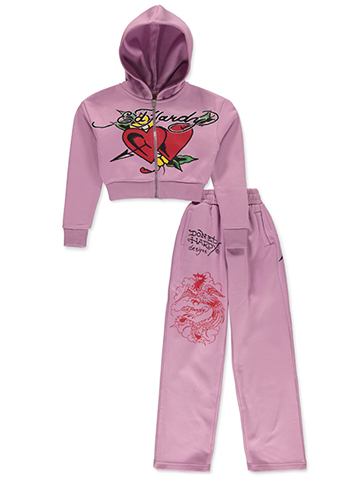 Ed Hardy Girls' 2-Piece Joggers Set Outfit - CookiesKids.com