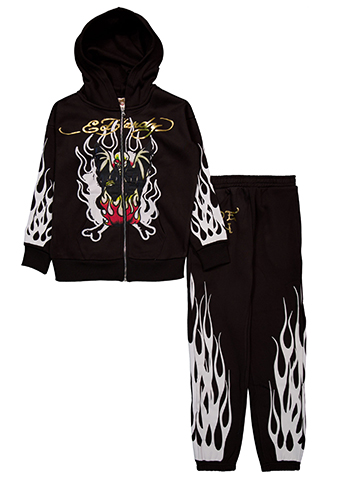 Ed Hardy Boys' Flame Skull Graphic Jogger Set - CookiesKids.com