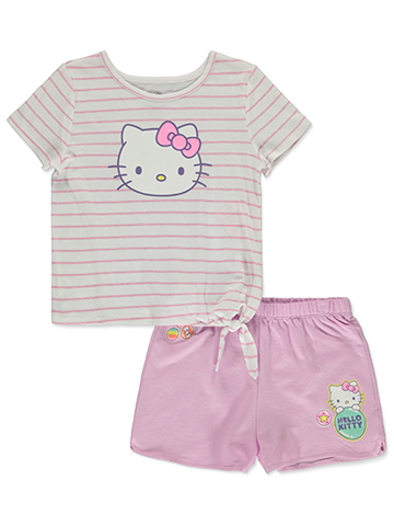Hello Kitty Girls' 2-Piece Candy Shorts Set Outfit - CookiesKids.com