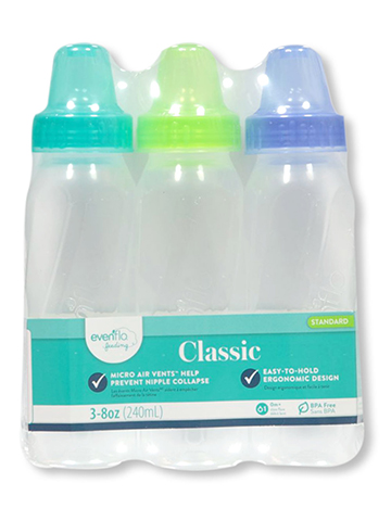 Evenflo 3-Pack Bottles (8 oz.) - CookiesKids.com