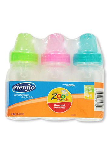 Evenflo 3-Pack Customflow Bottles (4 oz.) - CookiesKids.com