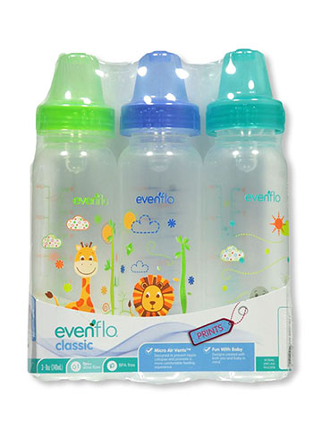 Evenflo 3-Pack Classic Standard Neck Baby Bottles (3-8 oz.) - CookiesKids.com